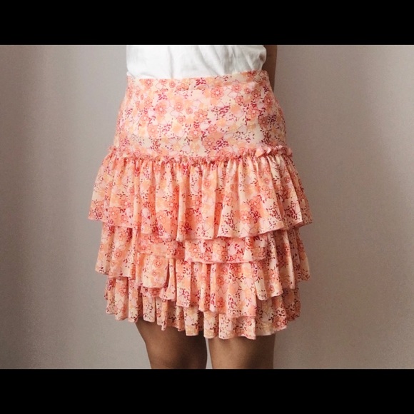 H&M Floral Pink Girly Cute Ruffle Skirt - Picture 1 of 4